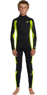 2024 Billabong Junior Foil 4/3mm Back Zip Wetsuit ABBW100143 - Fluro Lime